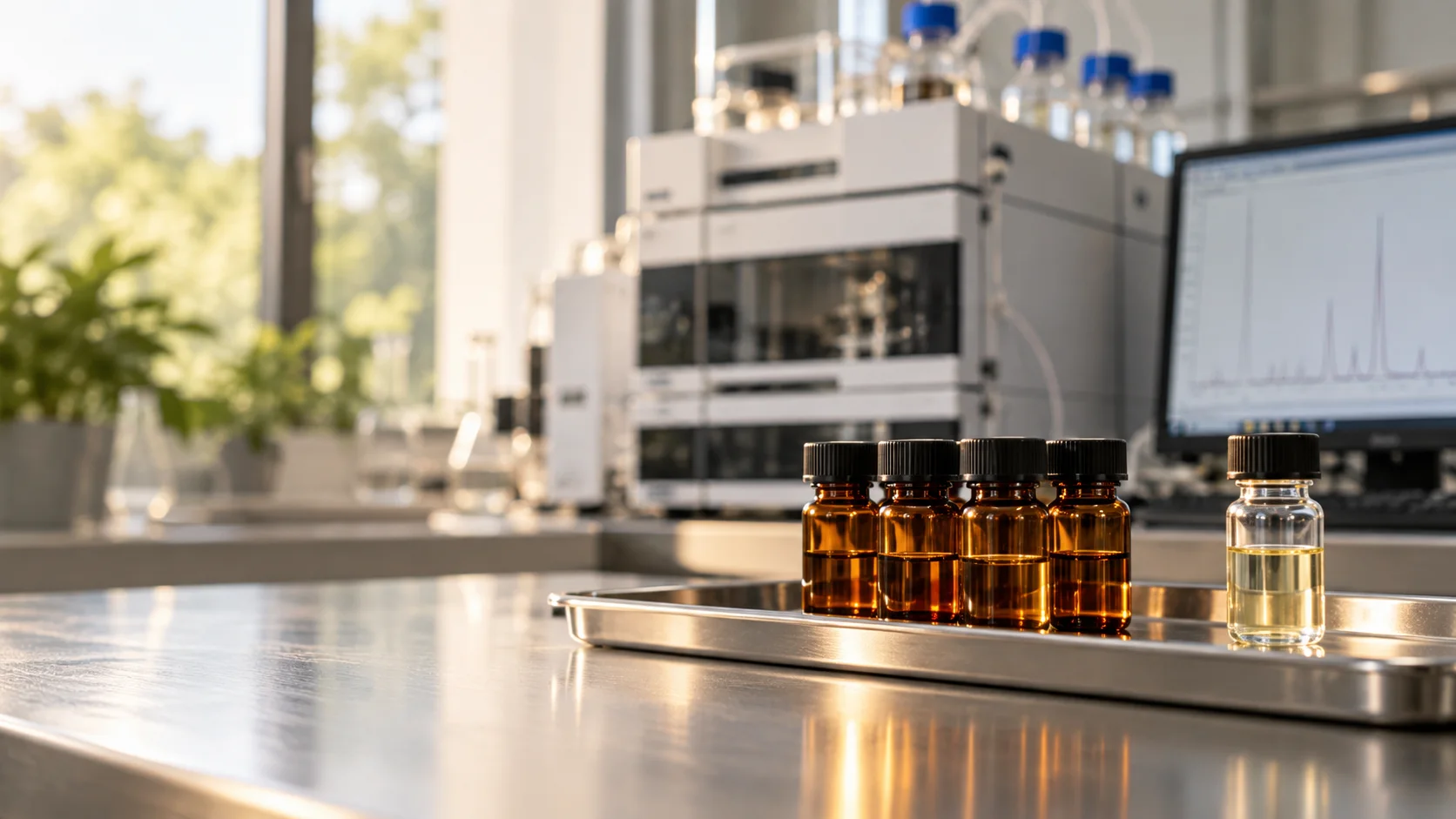 Illustrative photography: Precision analytical preparation of amber ingredient samples
