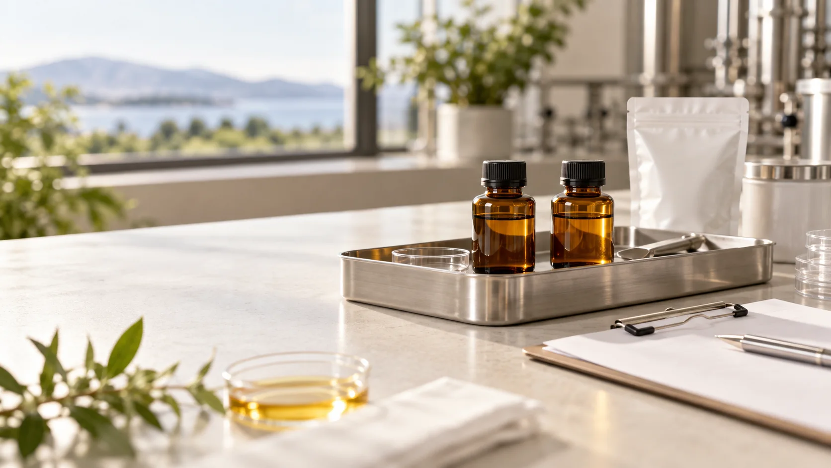Illustrative photography: Ingredient samples prepared for a formulation discussion