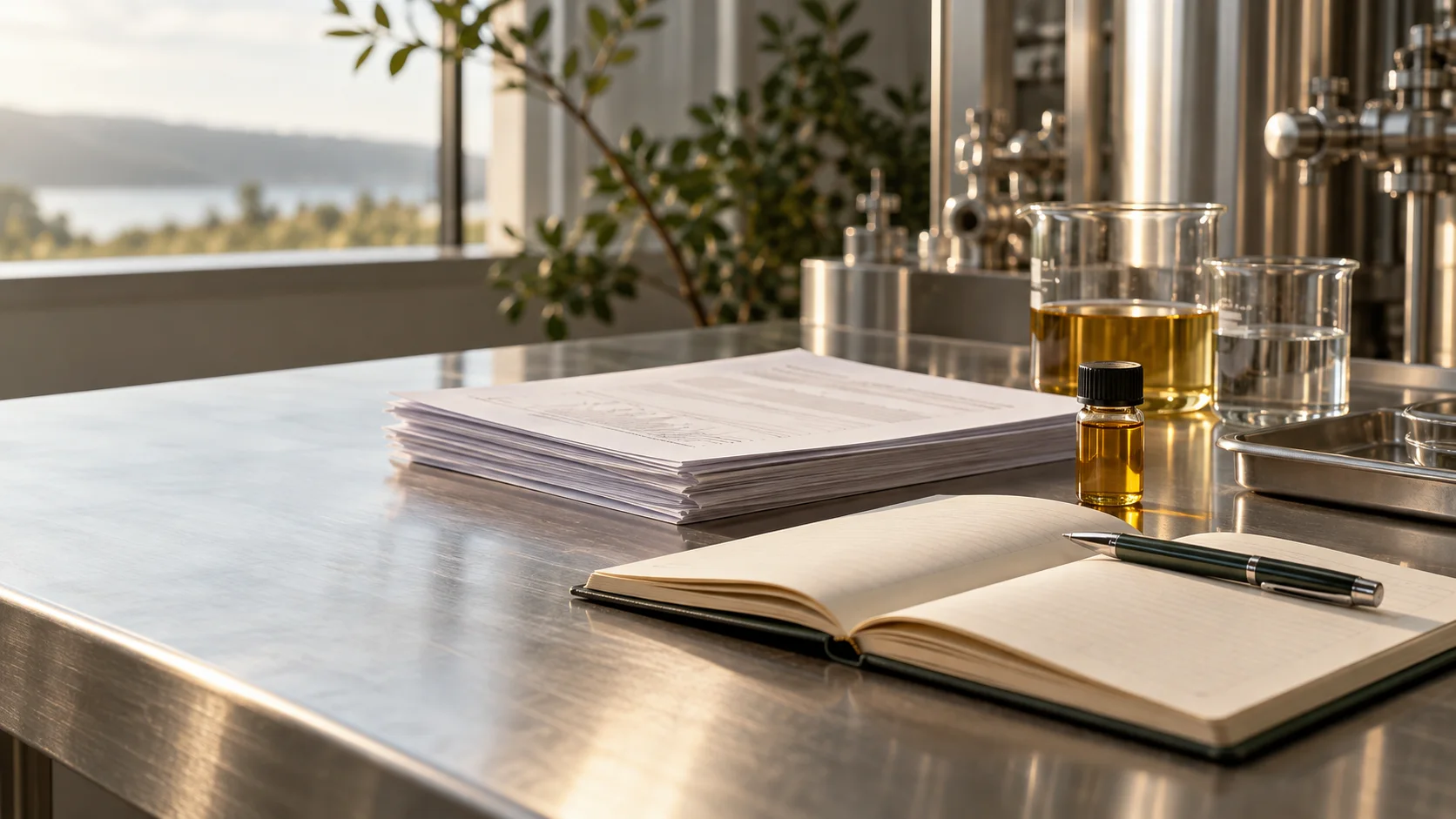 Illustrative photography: Technical documents and ingredient research materials